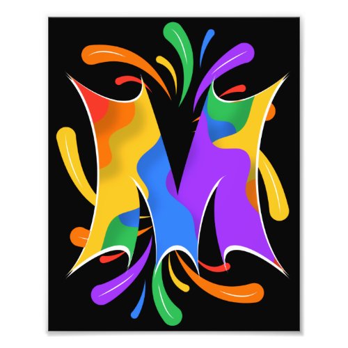 Rainbow Letter M Monogram Abstract Photo Print