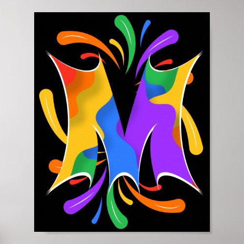 Rainbow Letter M Monogram Abstract Poster