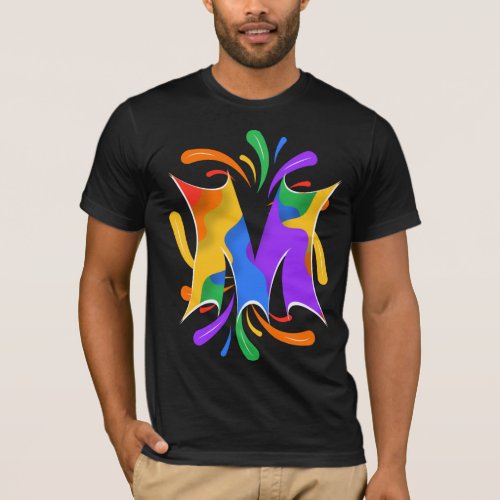 Rainbow Letter M Monogram Abstract T_Shirt