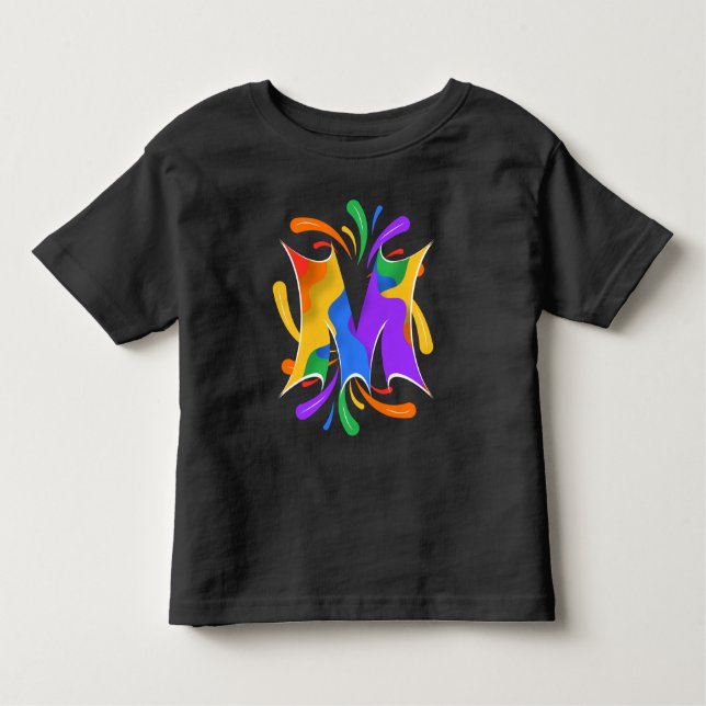 Rainbow Letter M Monogram Abstract Toddler T-shirt (Front)