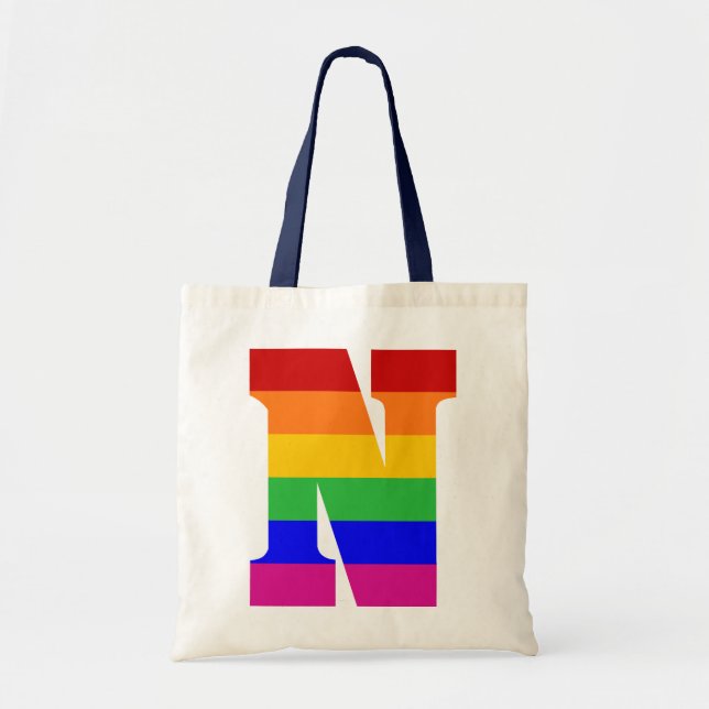 Rainbow Letter N Tote Bag (Front)