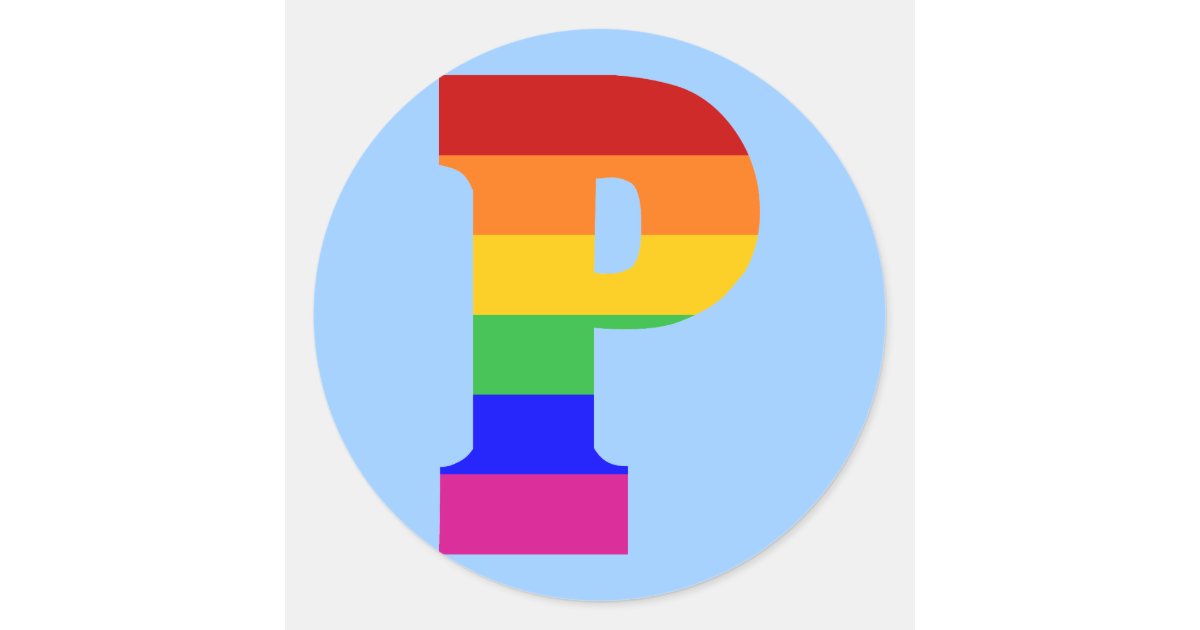 Rainbow Letter P Classic Round Sticker | Zazzle.com