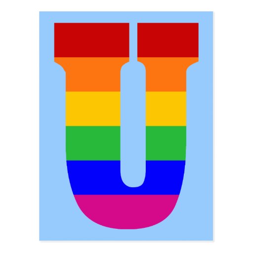 Rainbow Letter U Postcard | Zazzle