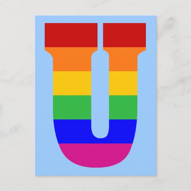 Rainbow Letter U Postcard (Front)