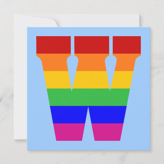 Rainbow Letter W Invitation (Front)