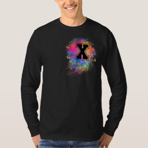Rainbow Letter X Initial Monogrammed Colorful Pink T-Shirt