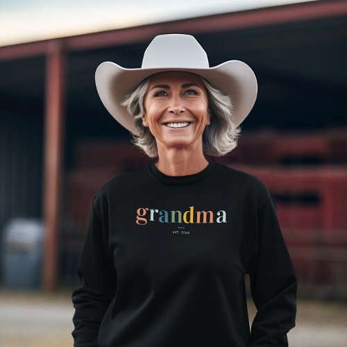 Rainbow Lettering Grandma  Established Sweatshirt