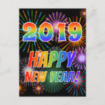 [ Thumbnail: Rainbow Letters "2019" + "Happy New Year!" Postcard ]