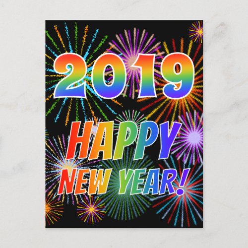 Rainbow Letters 2019  HAPPY NEW YEAR Postcard
