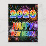 [ Thumbnail: Rainbow Letters "2020" + "Happy New Year!" Postcard ]