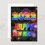 [ Thumbnail: Rainbow Letters "2022" + "Happy New Year!" Postcard ]