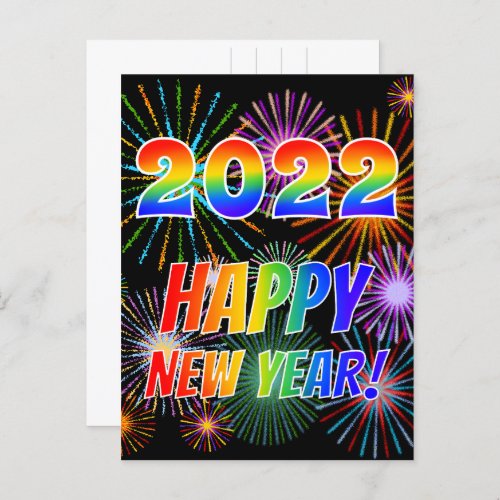 Rainbow Letters 2022  HAPPY NEW YEAR Postcard