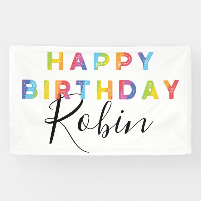 Rainbow Letters Simple Style Personalized Birthday Banner (Horizontal)