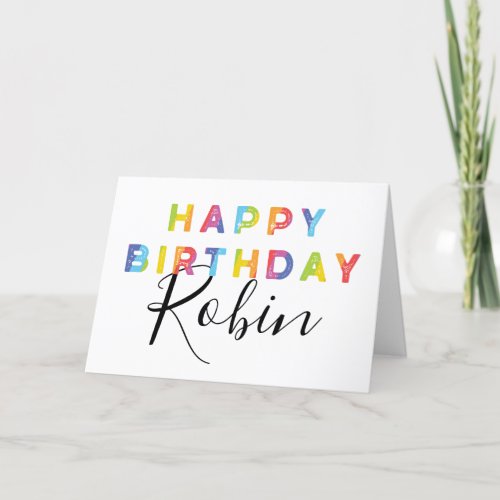 Rainbow Letters Simple Style Personalized Birthday Card