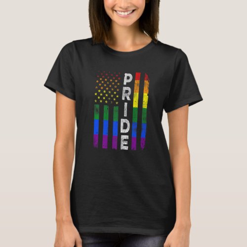 Rainbow Lgbt American Flag 4th Of July Gay Pride M T_Shirt