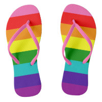 Rainbow LGBT gay flag Adult Flip Flops Slim Straps