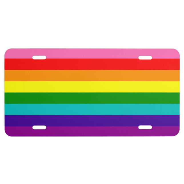 Rainbow LGBT gay flag License Plate (Front)