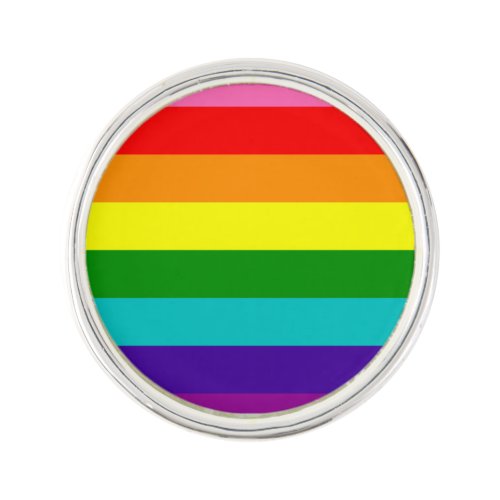 Rainbow LGBT gay flag Planet Jill Round Lapel Pin