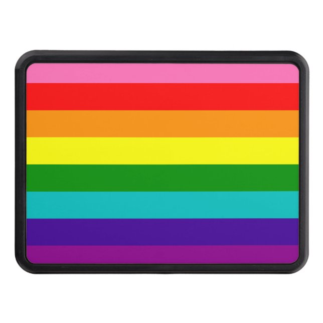 Rainbow LGBT gay flag Trailer Hitch Cover (Front)