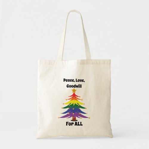 RAINBOW lgbt gay pride equality christmas  Tote Bag