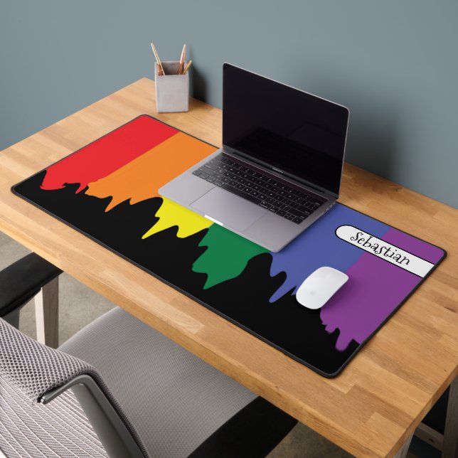 Rainbow LGBT Gay Pride Personalized Desk Mat (Office 2)