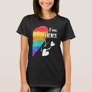Rainbow Lgbt Heart I'm Hers For Couples Gay Lesbia T-Shirt
