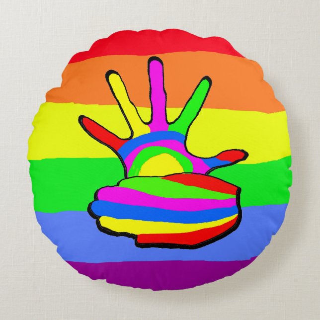 Rainbow LGBT love Round Pillow (Front)