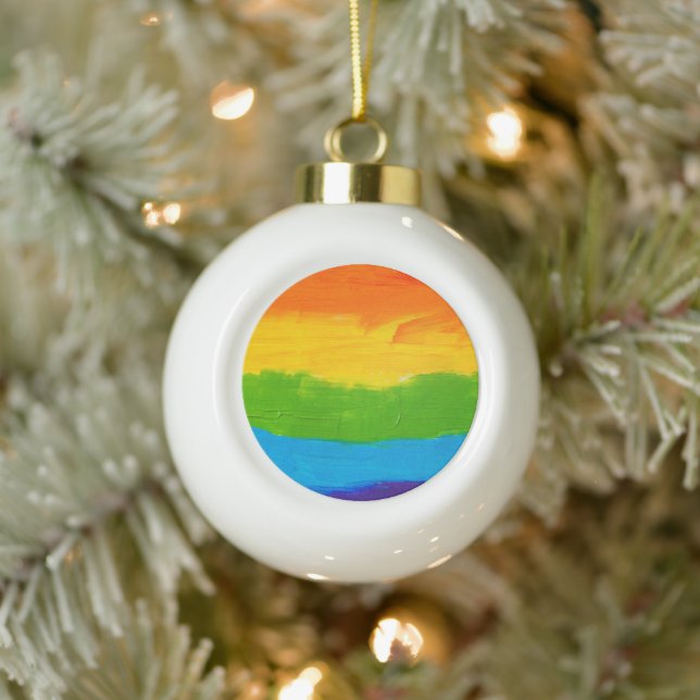Rainbow LGBT Pride Ceramic Ball Ornament – Gift (Tree)