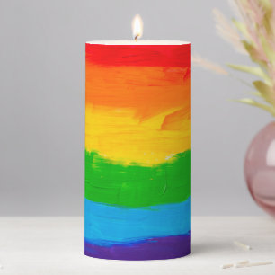 Rainbow LGBT Pride Pillar Candle – Oil Paint Color