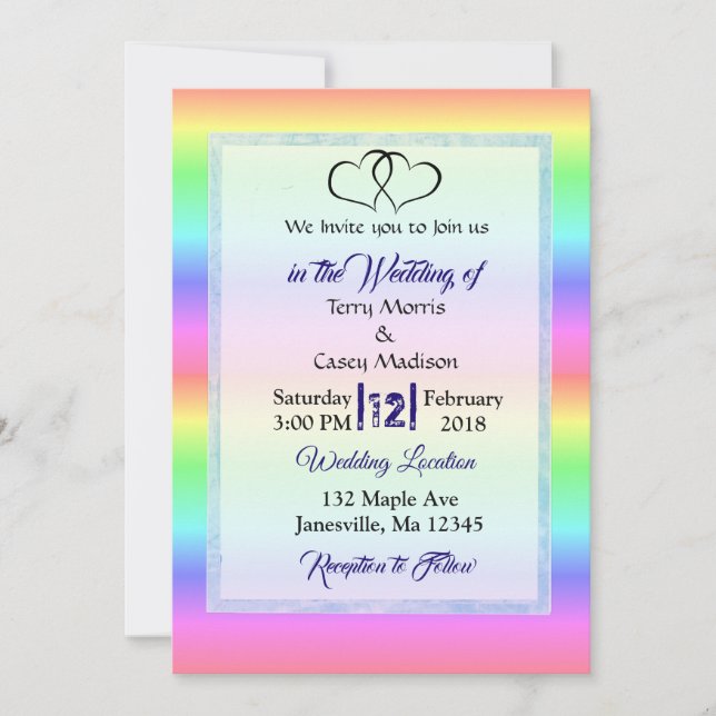 Rainbow LGBT Wedding Invitations (Front)