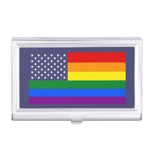 Rainbow LGBTQ American Pride Diversity Flag Business Card Case