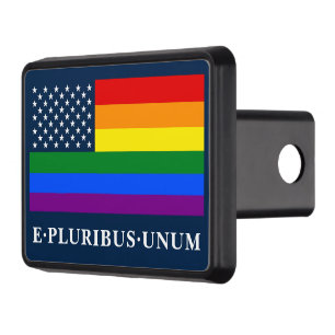Rainbow LGBTQ American Pride Diversity Flag Motto Hitch Cover