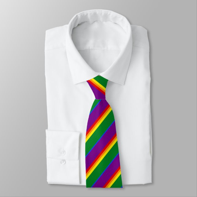 Rainbow LGBTQ American Pride Diversity Flag Neck Tie (Tied)