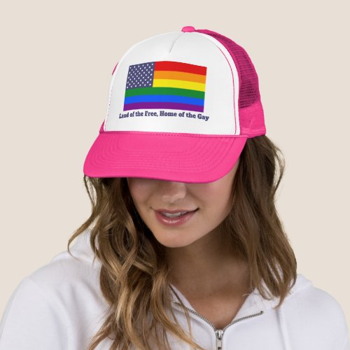 Rainbow LGBTQ American Pride Diversity Flag Trucker Hat