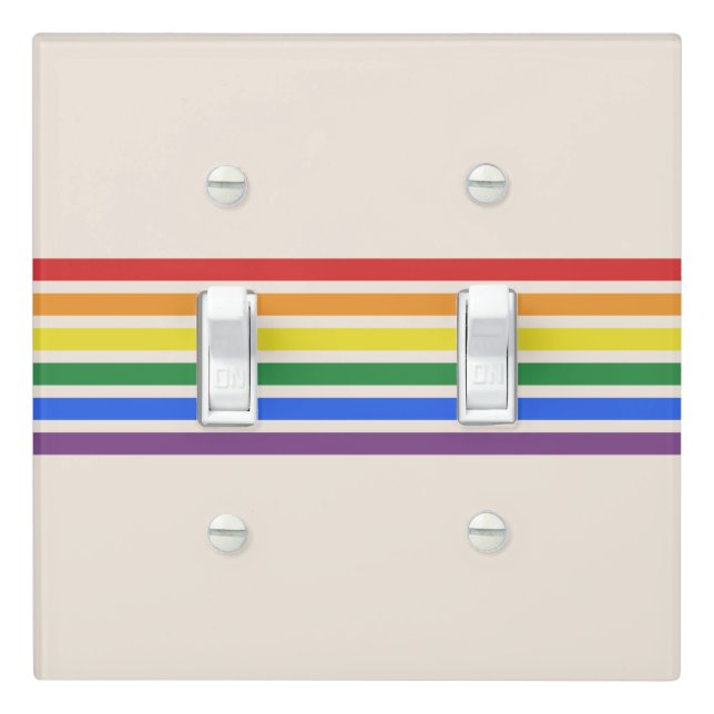 Rainbow LGBTQ Flag Double Toggle Light Switch Cover (In Situ)