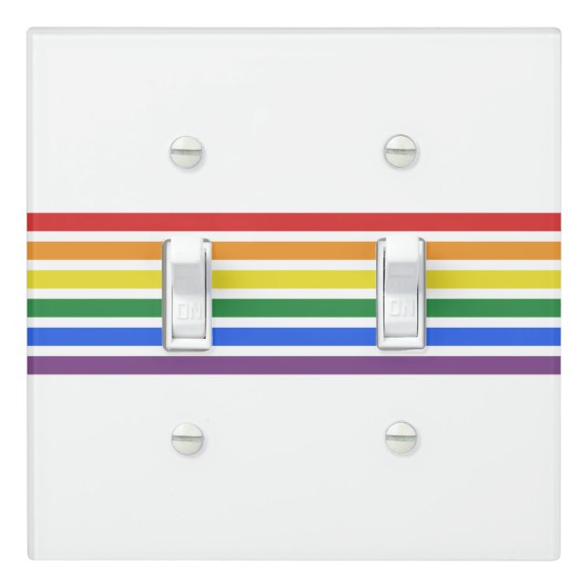 Rainbow LGBTQ Flag Double Toggle Light Switch Cover (In Situ)