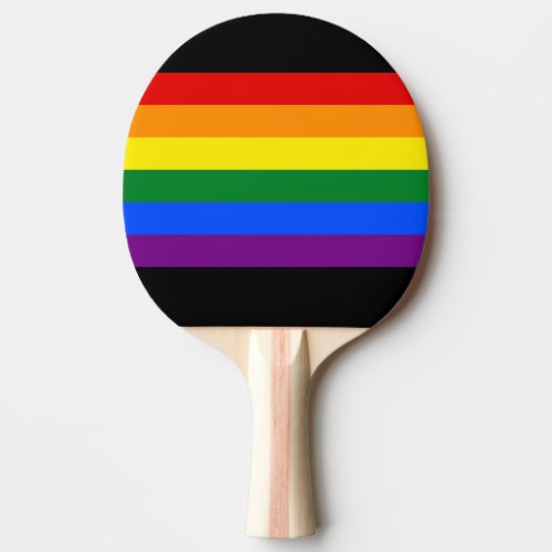 Rainbow LGBTQ Flag Ping Pong Paddle Bat Black
