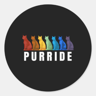 Rainbow Lgbtq Gay Pride Month Purride Cats Classic Round Sticker