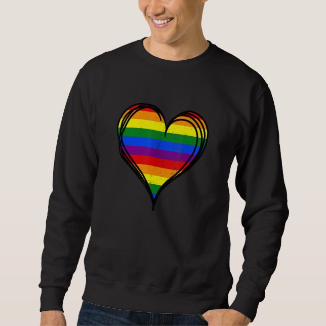 Rainbow LGBTQ Heart Pride Awareness Month Gay Lesb Sweatshirt (Front)