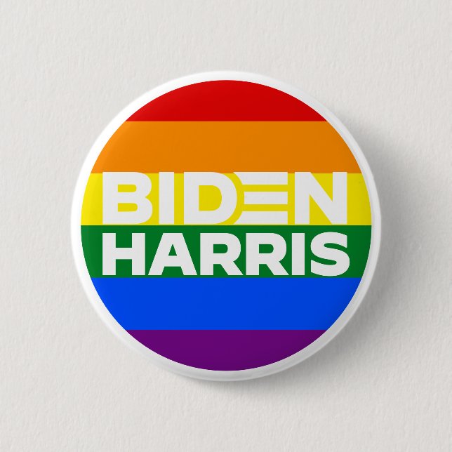 Rainbow  LGBTQ Joe Biden Kamala Harris 2020 Button (Front)