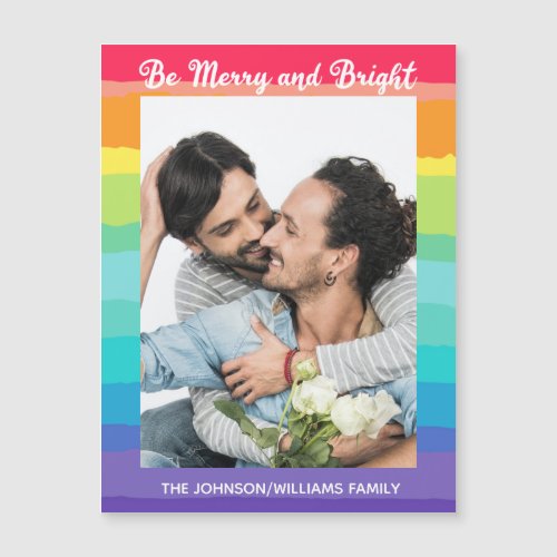 Rainbow LGBTQ Photo Cute Magnetic Christmas Card