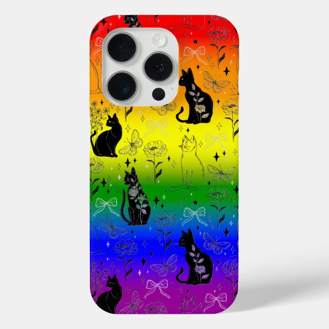 Rainbow LGBTQ Pride Black Cat - Mystical Witchy Case-Mate iPhone Case (Back)