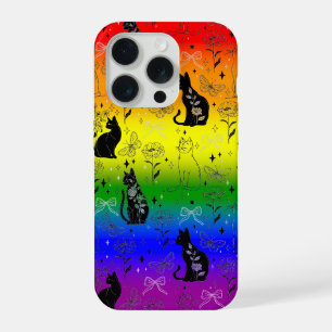 Rainbow LGBTQ Pride Black Cat - Mystical Witchy iPhone 15 Pro Case
