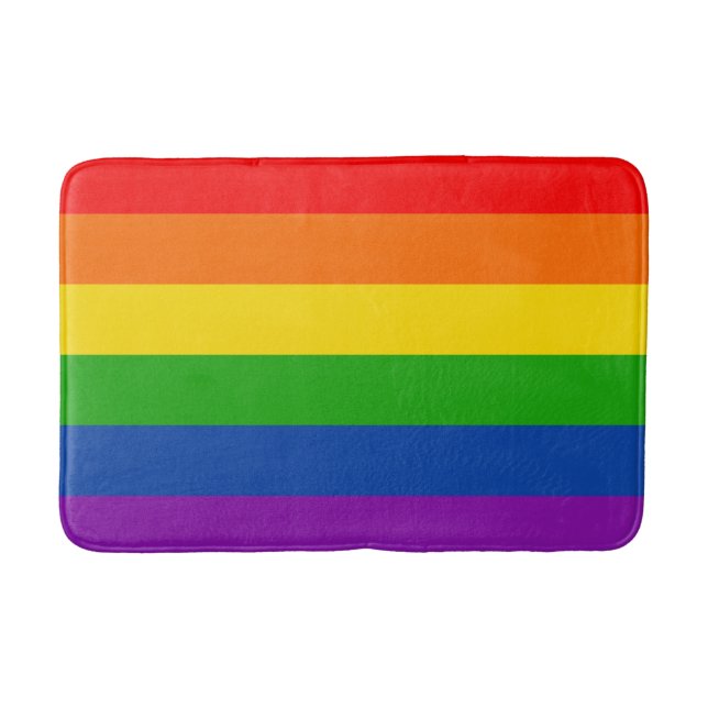 Rainbow LGBTQ+ Pride Flag, Gay Pride Colors Bath Mat (Front)