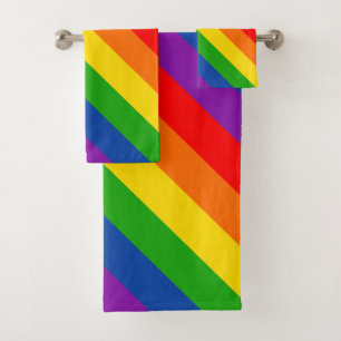 Rainbow LGBTQ+ Pride Flag, Gay Pride Colors Bath Towel Set
