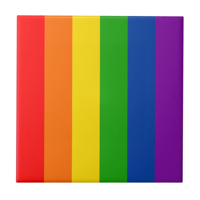 Rainbow LGBTQ+ Pride Flag, Gay Pride Colors Ceramic Tile (Front)