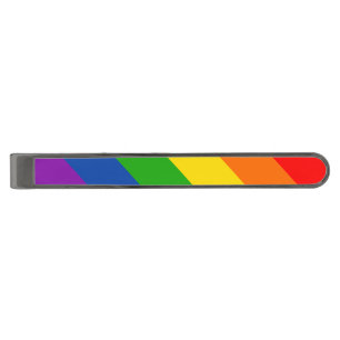 Rainbow LGBTQ+ Pride Flag, Gay Pride Colors Gunmetal Finish Tie Bar