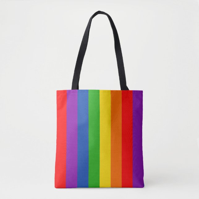 Rainbow LGBTQ+ Pride Flag, Gay Pride Colors Tote Bag (Front)