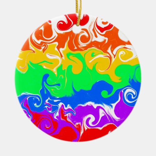 Rainbow LGBTQIA Christmas Ceramic Ornament