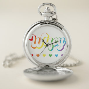 Rainbow LGBTQIA Lesbian Gay Support Pocket Watch